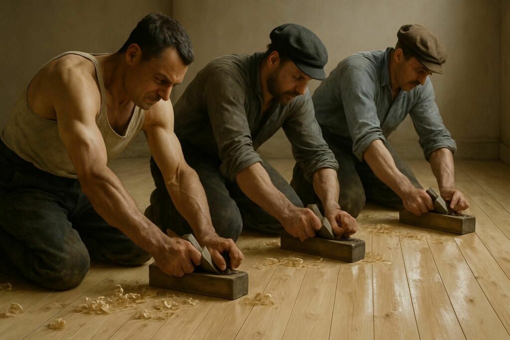 Découvrez « Les Raboteurs de parquet » de Gustave Caillebotte, un chef-d'œuvre du réalisme qui illustre avec précision le quotidien des ouvriers au XIXe siècle.