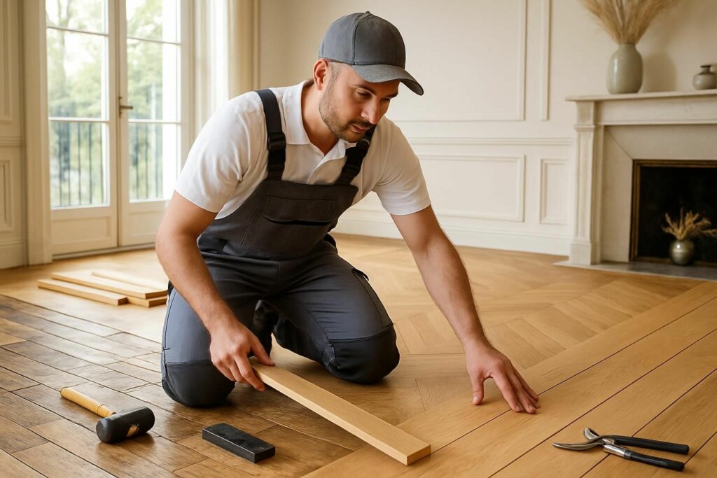 Expert parqueteur à Fontainebleau pour la pose et la rénovation de parquet. Qualité, savoir-faire et service sur mesure pour sublimer vos sols en bois.