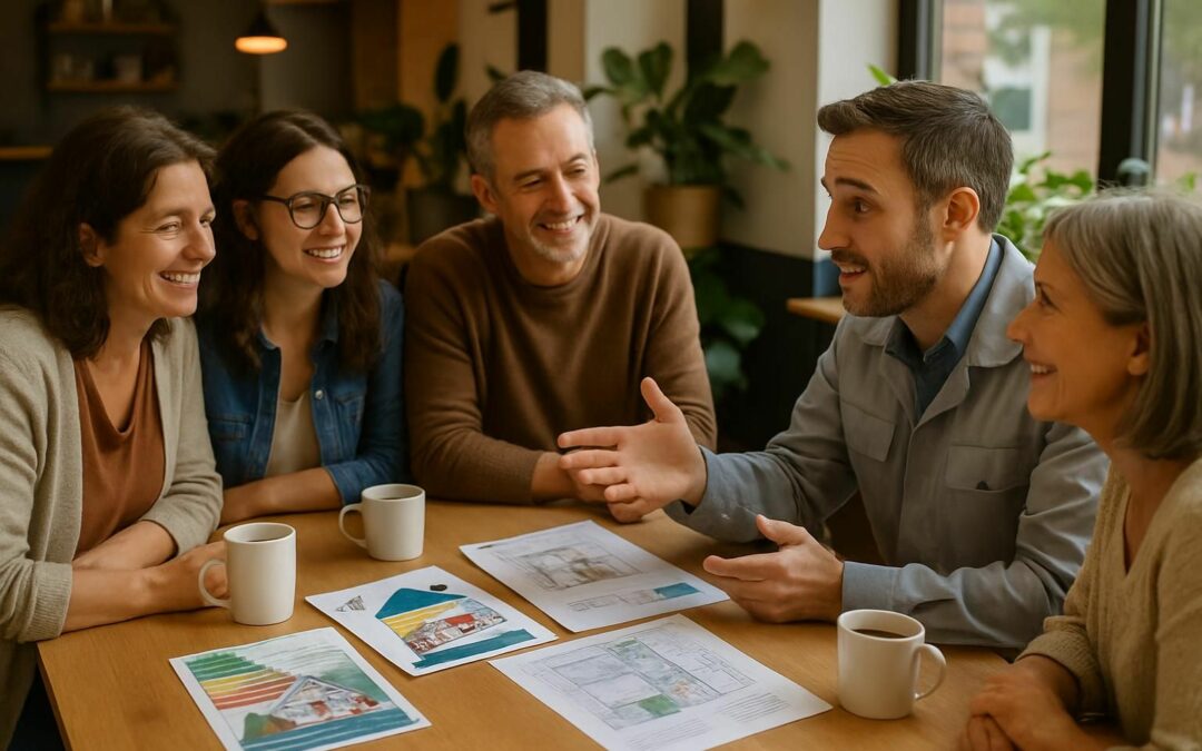 des kafé réno : des rendez-vous conviviaux pour accompagner les particuliers dans leurs projets de rénovation énergétique, offrir conseils personnalisés et solutions adaptées.