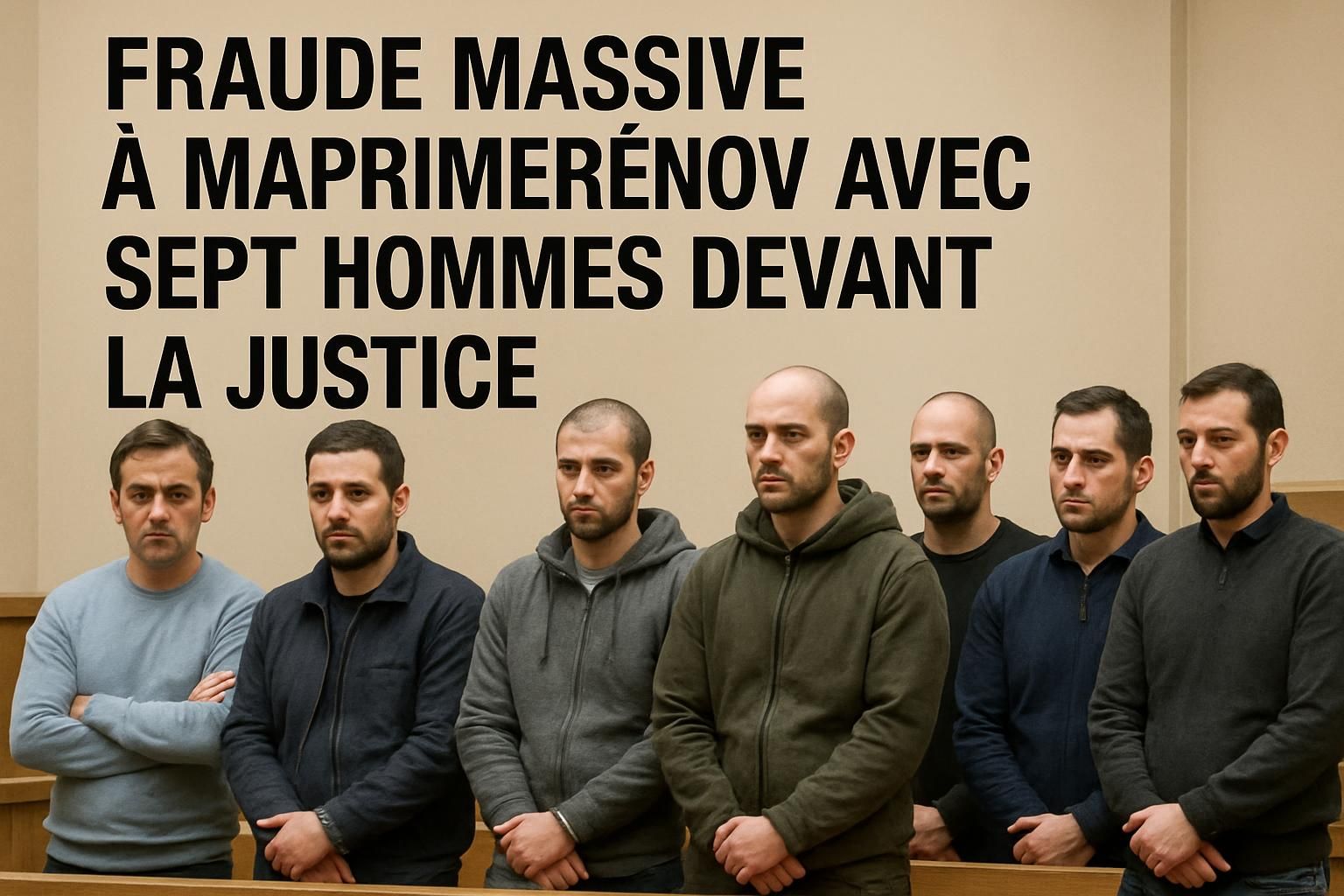sept hommes arrêtés pour une fraude majeure de plus d'un million d'euros à maprimerénov’, devant la justice pour répondre de leurs actes.