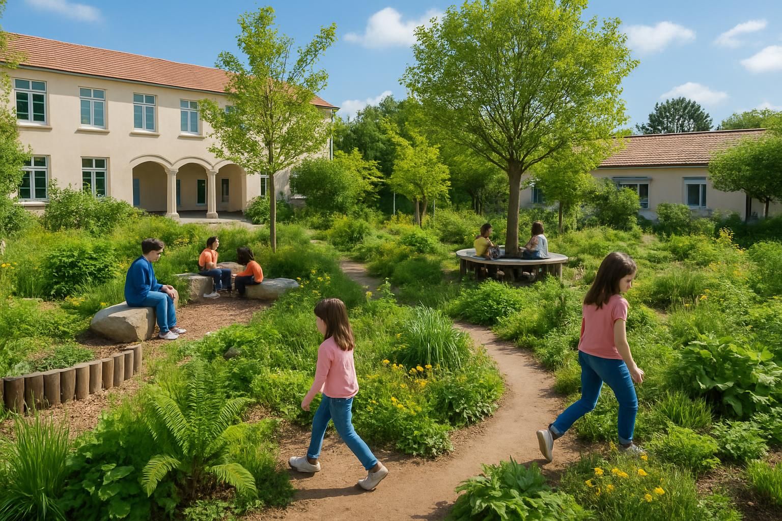 découvrez la transformation d'une cour d’école en loire-atlantique : 620 m² de bitume remplacés par un espace végétalisé en bord de mer, pour un environnement plus sain et accueillant.