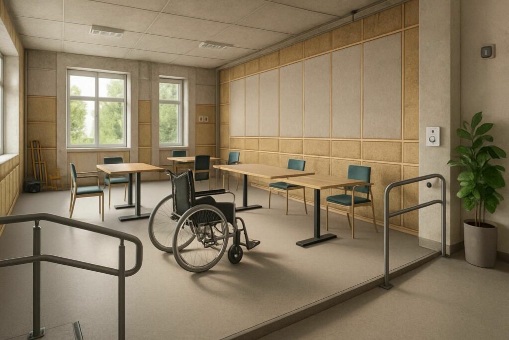 découvrez la rénovation inclusive de cette salle municipale, alliant isolation thermique et réorganisation spatiale pour garantir un espace accessible à tous et durable pour l'avenir.