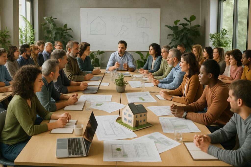 collorec : une vingtaine de participants réunis pour discuter des projets et solutions en rénovation énergétique, favorisant un habitat plus durable.