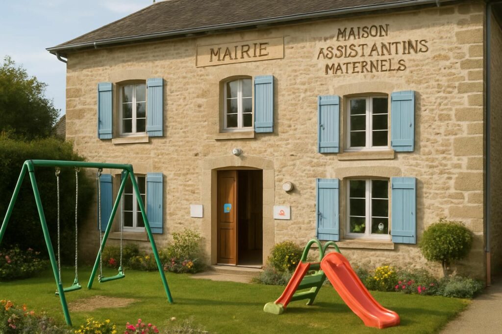 découvrez l'ancienne mairie de mâle, désormais transformée en maison accueillant des assistants maternels, un espace chaleureux dédié à la garde d'enfants.